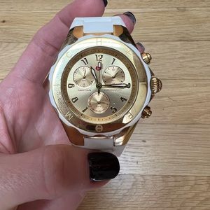 Michele white/gold watch with silicone band.